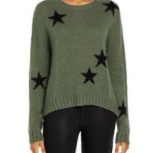 Rails Perci Merino Wool Pullover Crew Neck Sweater Olive Black Stars $188 SMALL